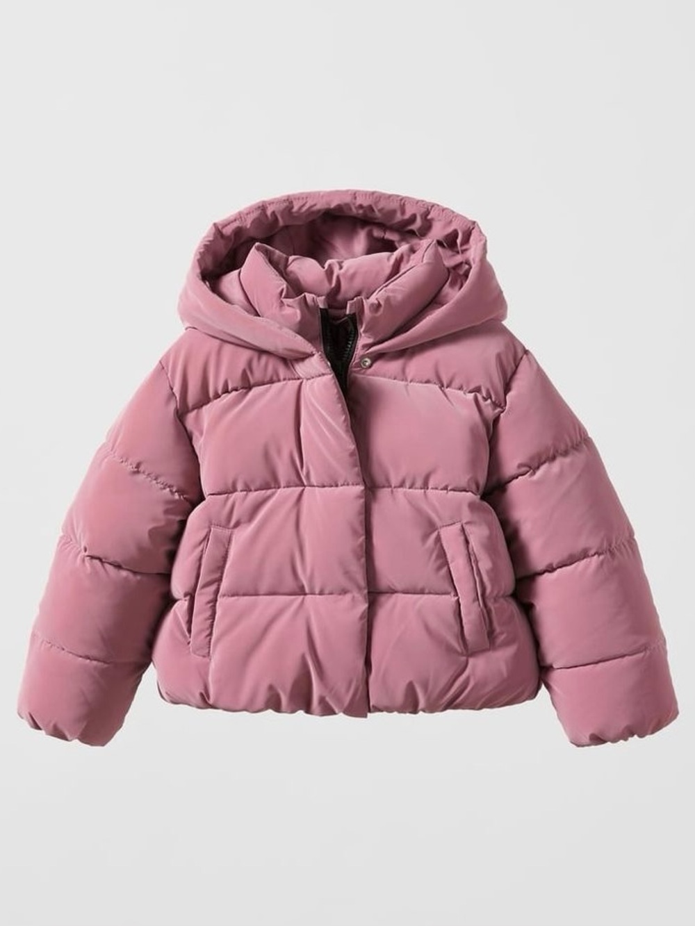 ZARA Girls Kids pink puffer winter snow coat jacket with hood size 8